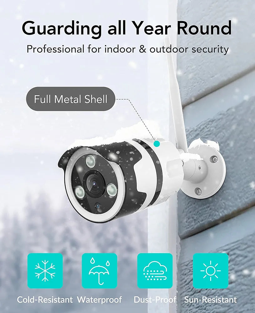 Security Camera, Outdoor Wi-Fi Camera, LAN & Wireless Security Camera Outdoor waterproof IP66 bullet camera with motion detector and 14 x 24 H cloud storage