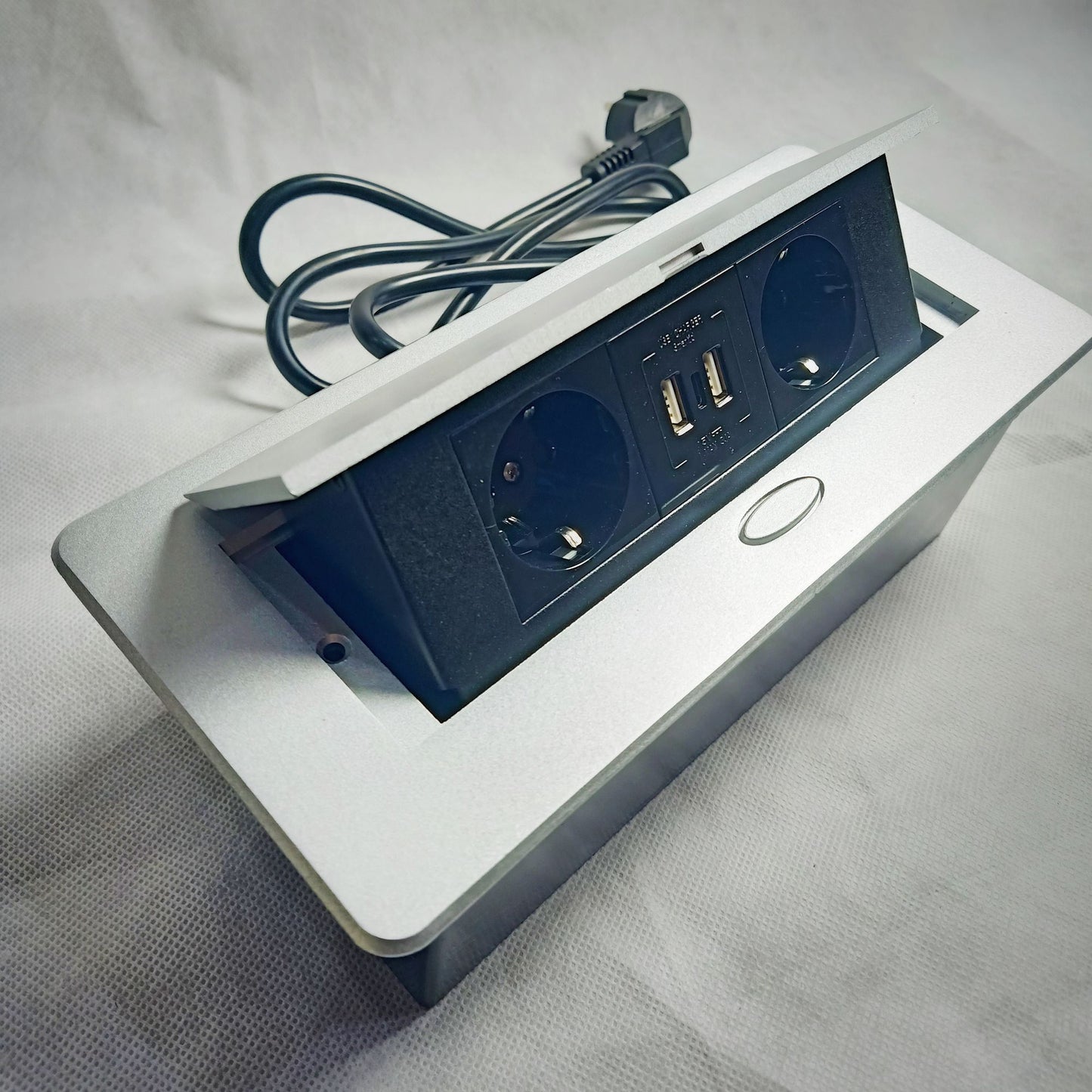 Table Top Hidden Socket, table socket pop up socket desktop with 2 sockets and 2 USB ports Typec Connection Box, Silver Black