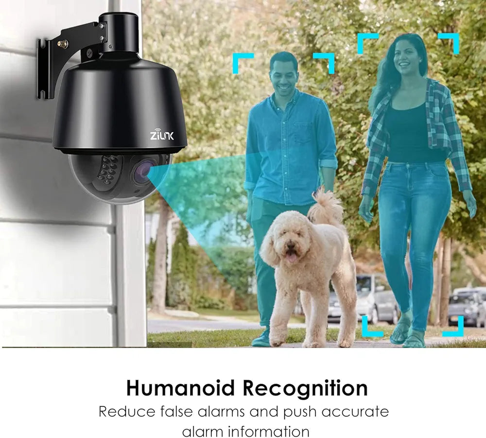 1080P Wireless Outdoor Camera, Outdoor Security Camera, IP Surveillance Camera, Pan/Tilt/5X Optical Zoom, Motion Detection, Two-Way Audio, Human Recognition