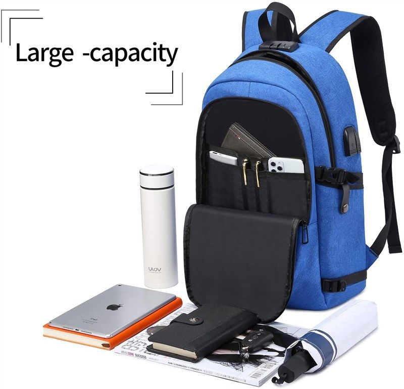 Laptop Backpack, Business Travel Anti-theft Backpack for Men Women with USB Port Charging Lock, Slim Durable Water Resistant College School Bookbag Computer Bag Suitable for 15.6 inch Laptop Notebook