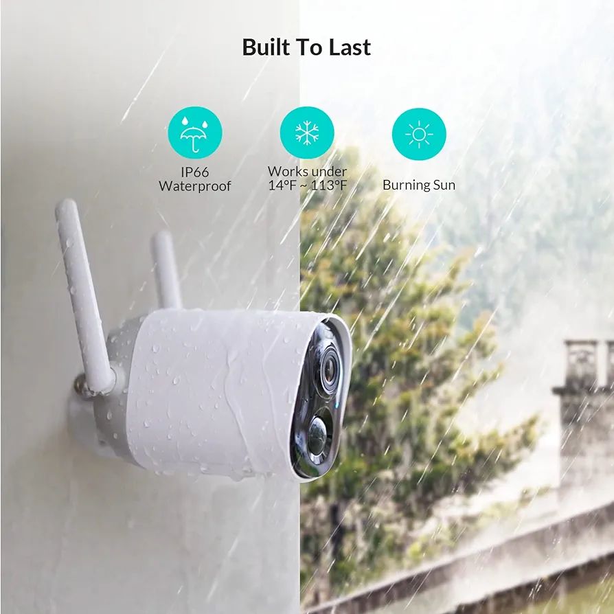 Outdoor Surveillance Camera, Battery, Camera Surveillance Outdoor Wireless with PIR Motion Sensor and Colour Night Vision 2K FHD, WLAN Camera Outdoor with IP65 Waterproof, IP Camera with 2-Way