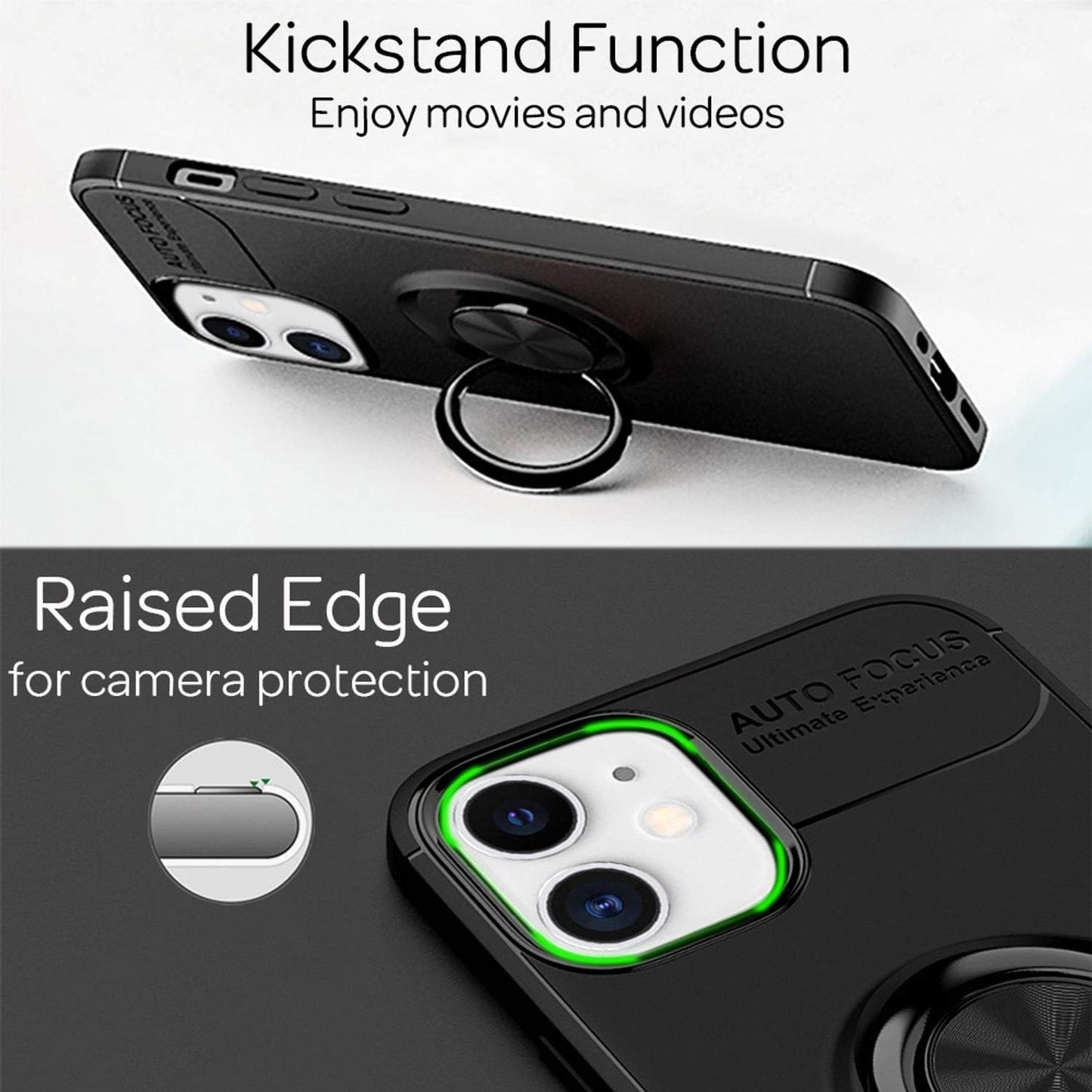 Ring Mobile Phone Case Compatible with iPhone 12 Mini Case, Silicone Cover with 360 Degree Finger Holder for Magnetic Car Holder, Protective Phone Case, Mobile Phone Case, Bumper