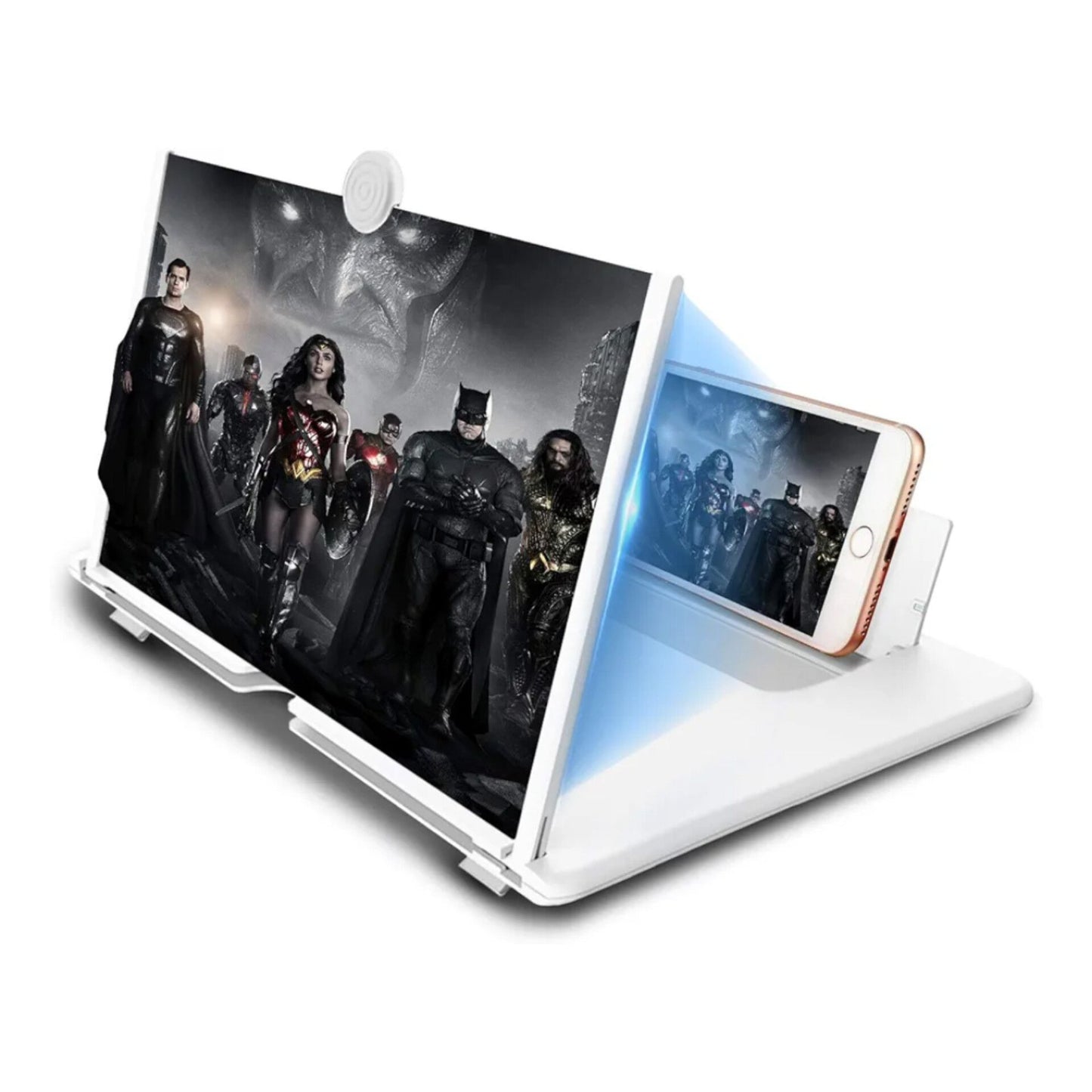 16 Inch Phone Screen Magnifier, HD Mobile Phone Screen Amplifier Pulling-Out Movie Video Enlarger Eye Protection with Foldable Stand Holder for All Smartphones - White