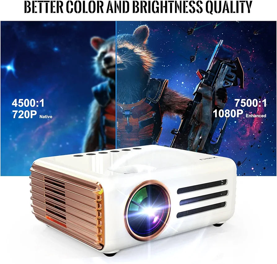 XIDU 1080P HD Projector, WiFi Projector Bluetooth Projector, XIDU 8000L with 240" Portable Outdoor Movie Projector, Home Theater Video Projector Compatible with HDMI USB TV Stick, iOS & Android Smartphone