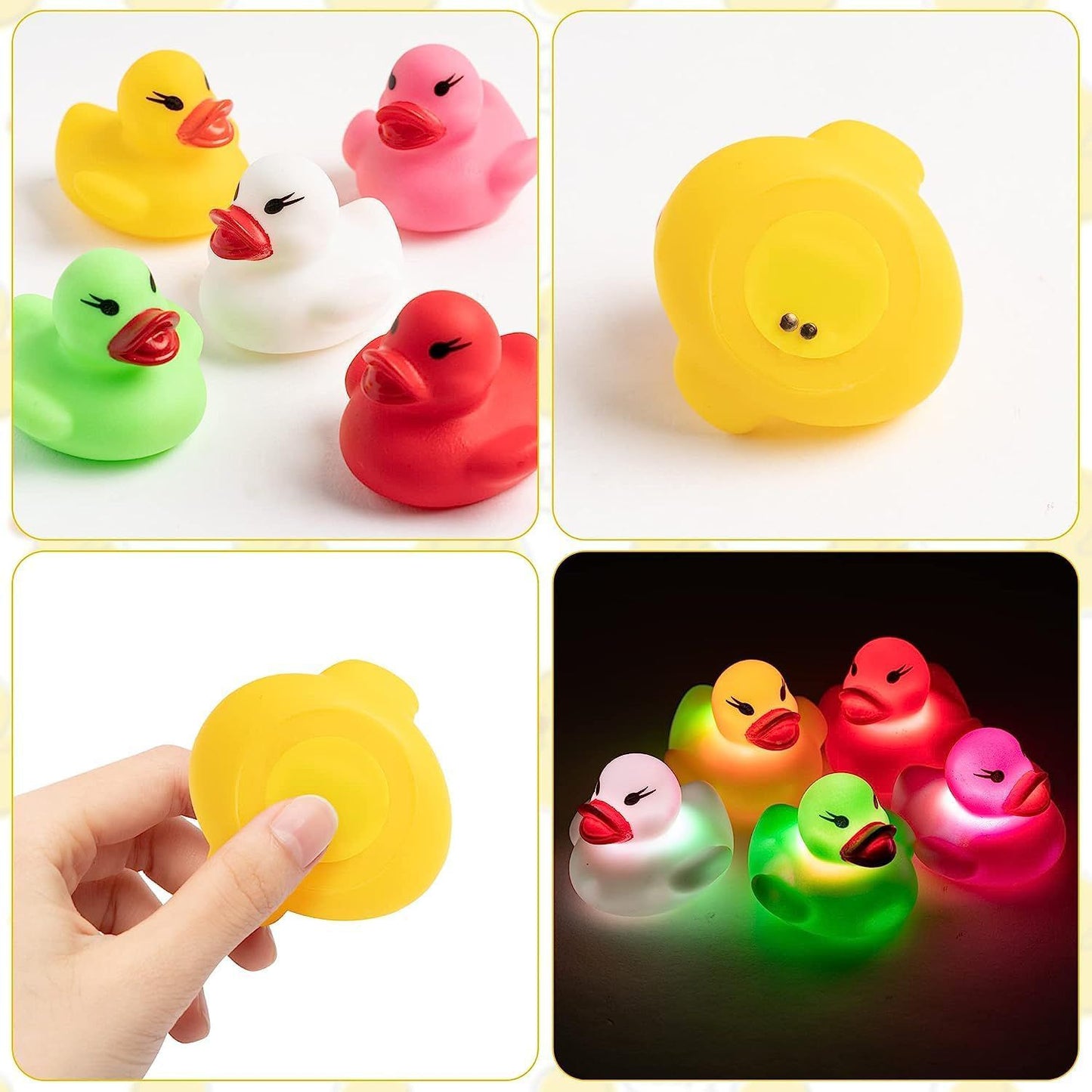 Luminous Floating Rubber Ducks Flashing Colour Classic Ducks Bath Toy for Children Baby Bath Time Duckling Changing Light in the Water Game Summer Water Fun Swimming Pool, Pack of 10