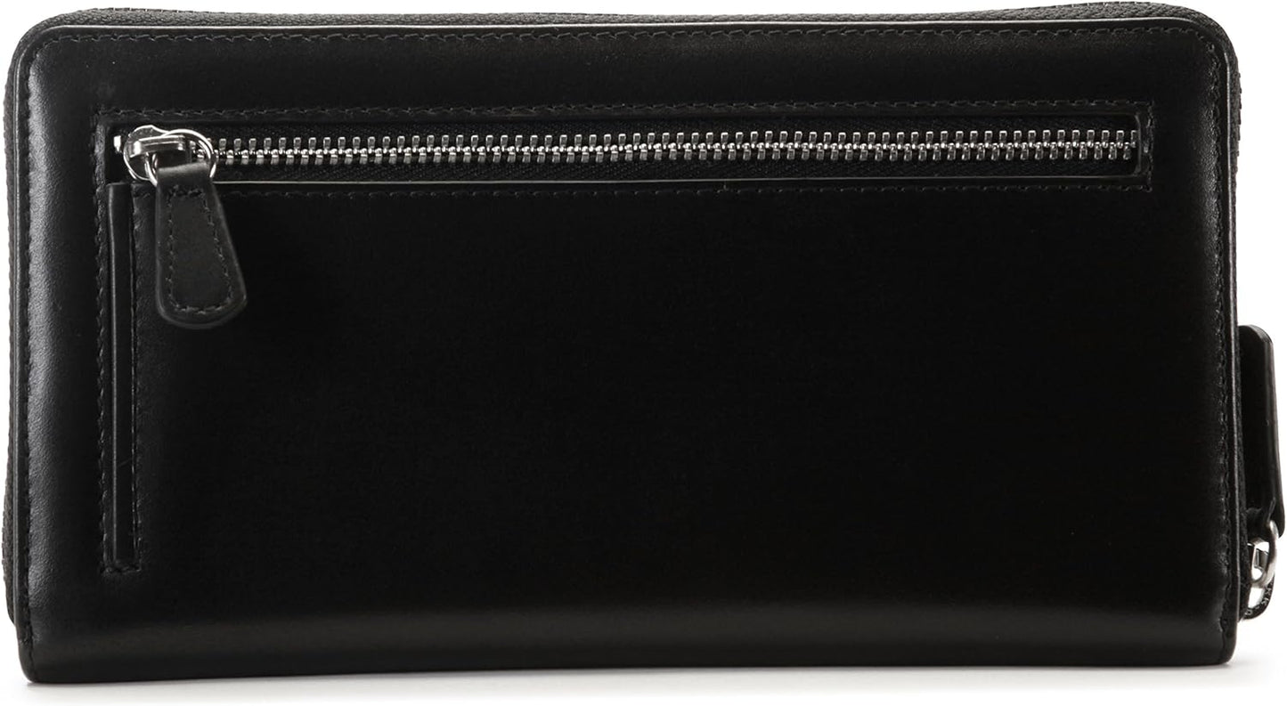 Leather Wallet for Women I Genuine Leather XXL wallet I large I RFID protection I wallet with coin compartment I 12 card slots I Women's Wallet With Reinforced seam I Black