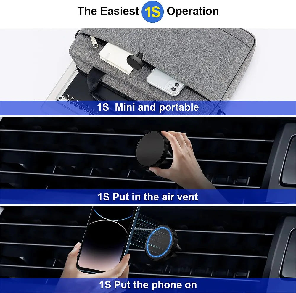 Magnetic Mobile Phone Holder for Car - Mobile Phone Holder for Car with 6 N55 Magnets - Mobile Phone Magnetic Holder Car for Horizontal Air Vents - Magnetic Mobile Phone Holder Car for 4-7