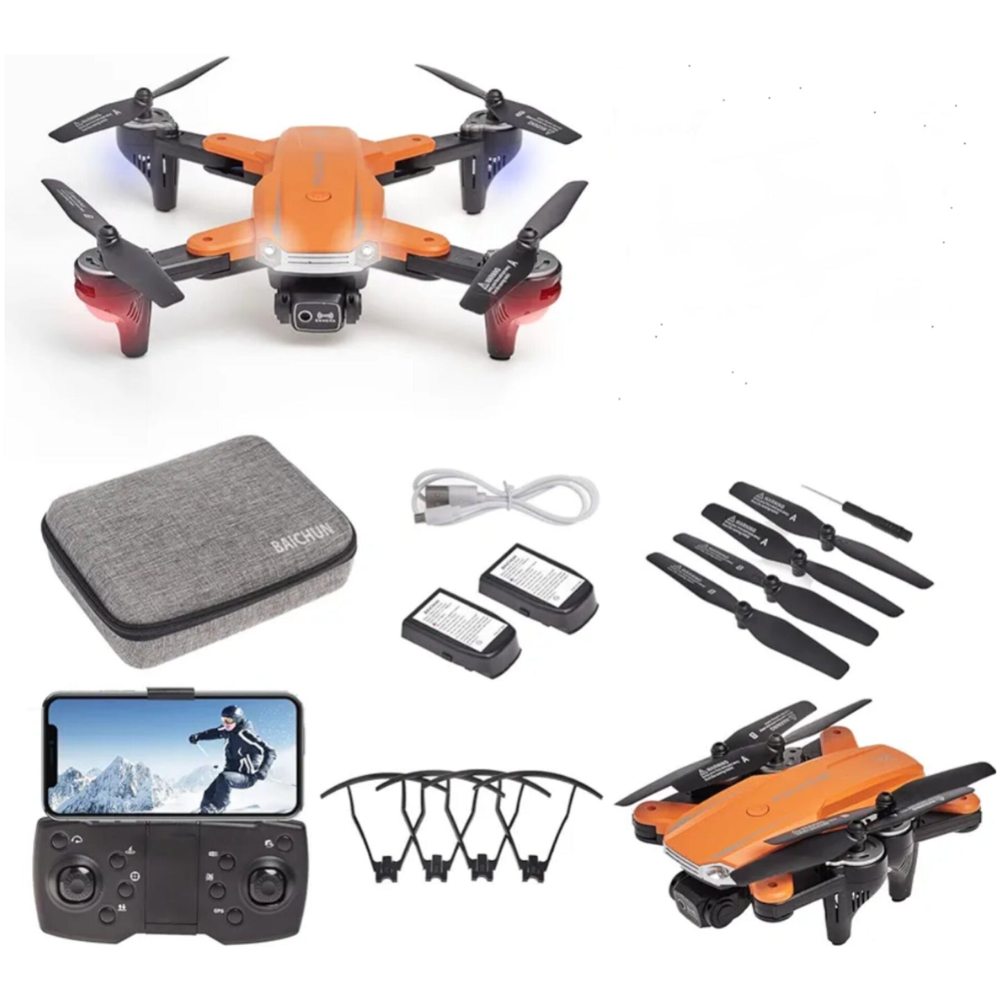 BAICHUN BC12 GPS Drone with 2K Camera, RC Quadcopter with 5GHz FPV, Downward Vision Sensor, 32 Minutes Flight Time with 2 Batteries, Foldable Drone for Beginners / Adults