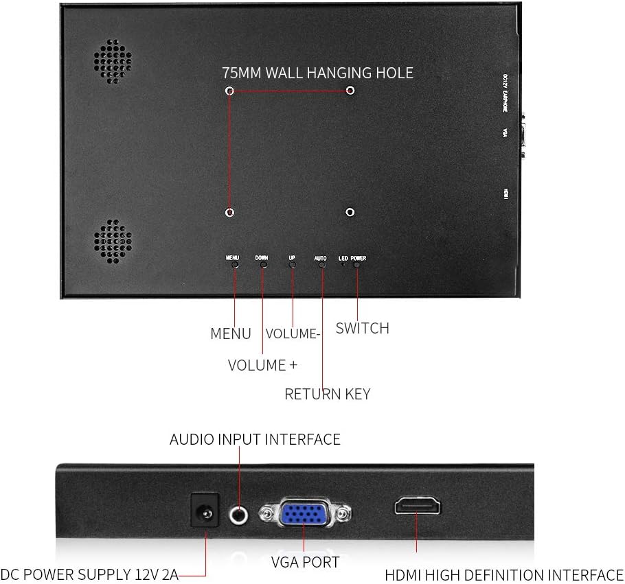 Thinlerain 11.6 inch HDMI VGA Portable Monitor, Full HD 1920 x 1080P IPS LED Display Monitor for Raspberry Pi, Camera, Security Monitor, Xbox360, PS3, PS4, Windows 7 8 10, Laptop