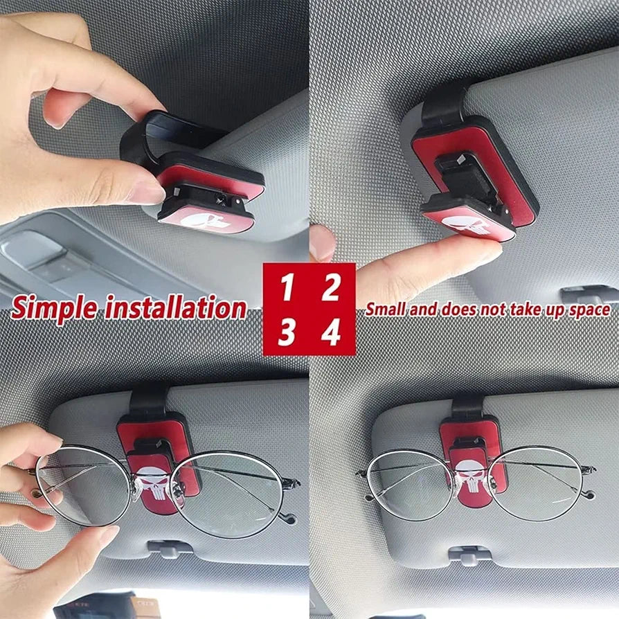 Universal Car Glasses Holder Practical Sunglasses Holder with Simple Clip System Safe Storage of Glasses and Sunglasses on Sun Visor COLOR