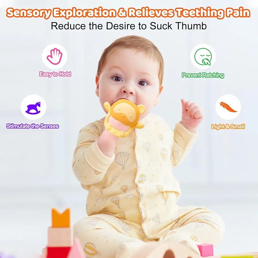 Baby Teething Ring, Baby Teething Toy, Silicone Teething Ring, Removable and High Temperature Boiled Teething Ring, BPF-Free Teething Nursing Accessory for 3+ Months Babies Toddlers (Yellow)