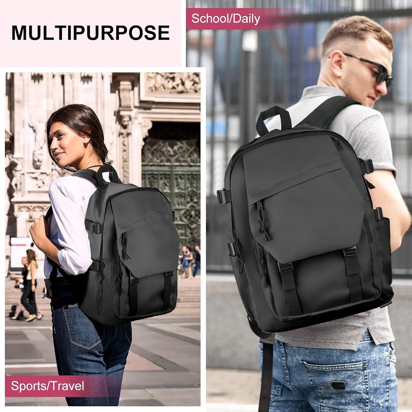 Lightweight School Backpack 12.6 x 5.1 x 17 Inch Laptop Backpack for College High School Middle School Book Bag for Boys, Girls