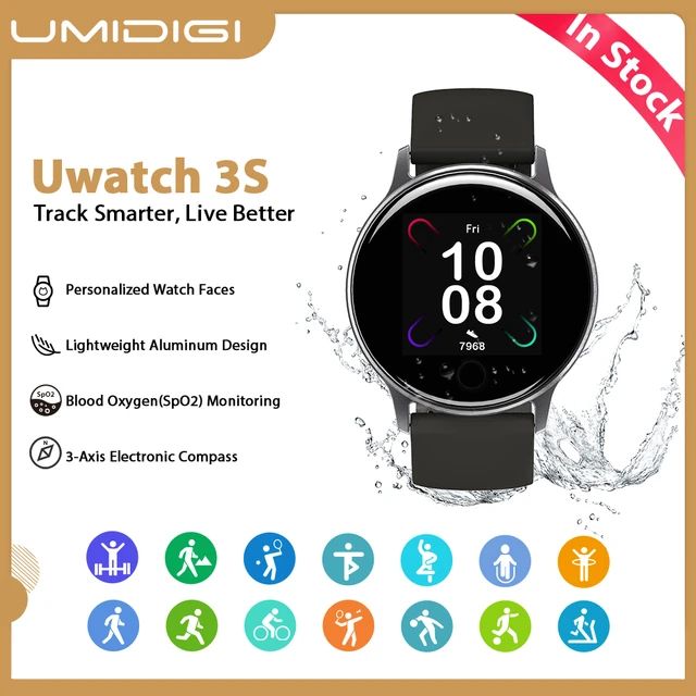 Smart Watch Uwatch 3S 1.3 Inch Smart Watch Fitness Tracker Heart Rate Sleep Monitoring Sport Smartwatch for Men Women