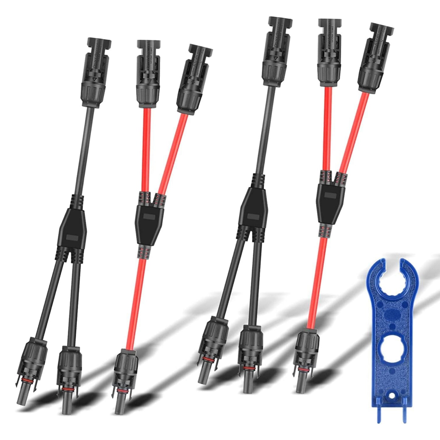 Solar Panel Cable Y-Splitter (1 to 2) Solar PV Parallel Adapter MMF+FFM Solar Cable Supports 30A High Current for Parallel Photovoltaic Connection (2 Pairs)