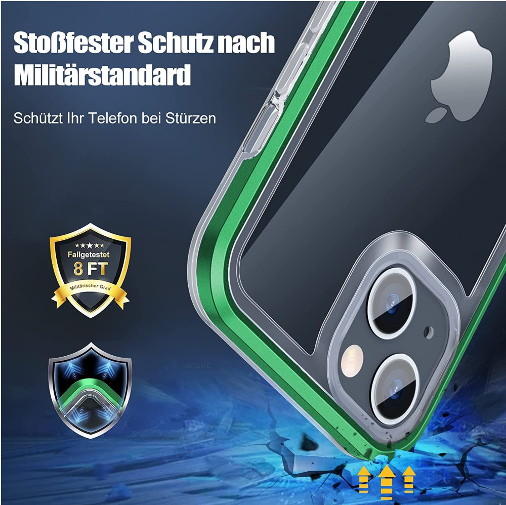 IPhone 13 Transparent protective case, Anti-shock Lightweight and does not yellow Anti-fingerprint Green