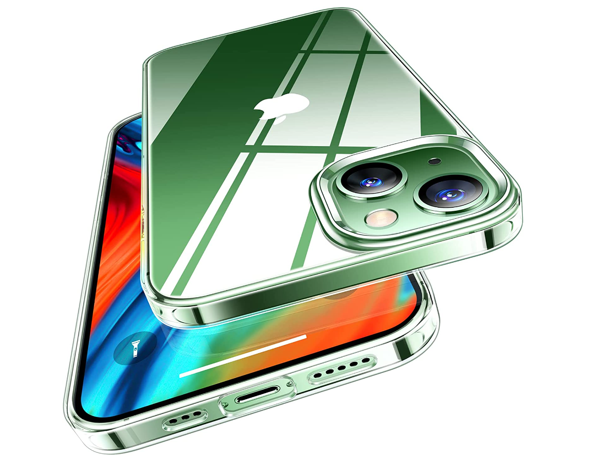 IPhone 13 Transparent protective case, Anti-shock Lightweight and does not yellow Anti-fingerprint Green