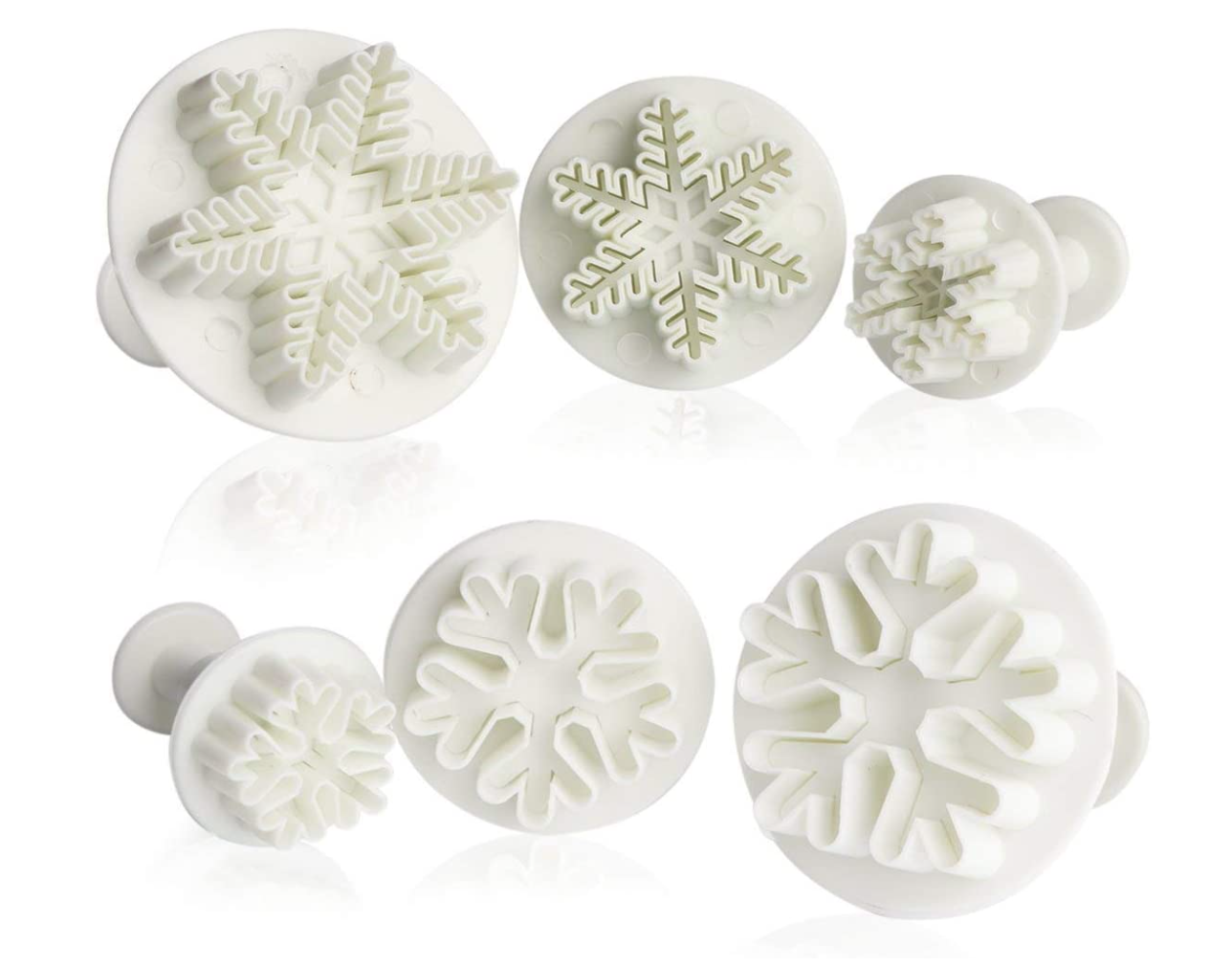 Cookie Cutters BY Ilauke 6-Piece Snowflake Fondant Cookie Cutters Ejector Stamp Cake Decoration