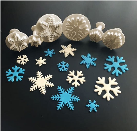 Cookie Cutters BY Ilauke 6-Piece Snowflake Fondant Cookie Cutters Ejector Stamp Cake Decoration