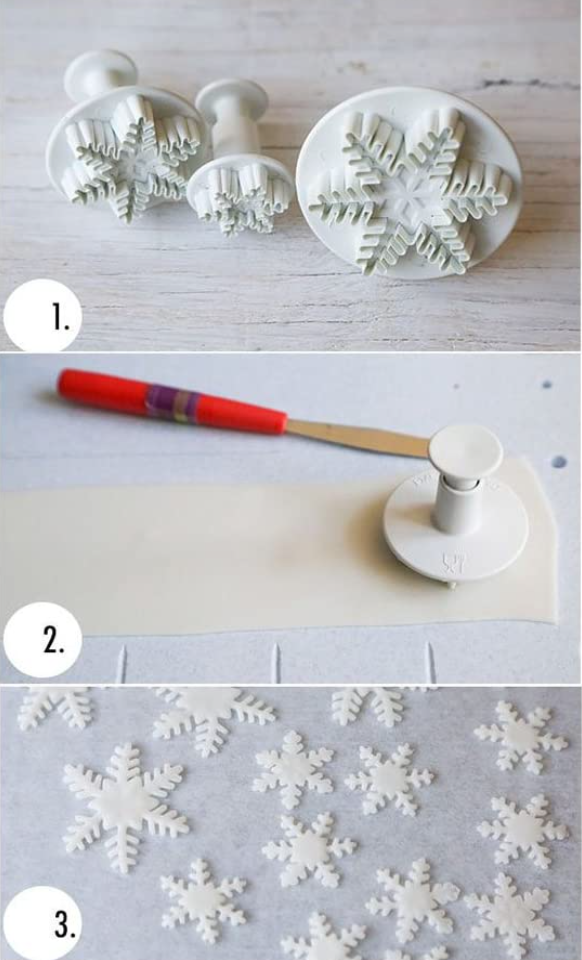 Cookie Cutters BY Ilauke 6-Piece Snowflake Fondant Cookie Cutters Ejector Stamp Cake Decoration