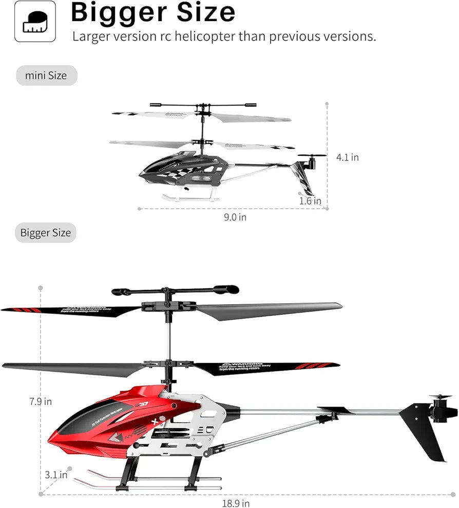 RC Helicopter, S37 Aircraft with Altitude Hold, 3.5 Channel, Sturdy Alloy Material, Gyro Stabilizer and High & Low Speed, Multi-Protection Drone for Kids and Beginners to Play Indoor-Red