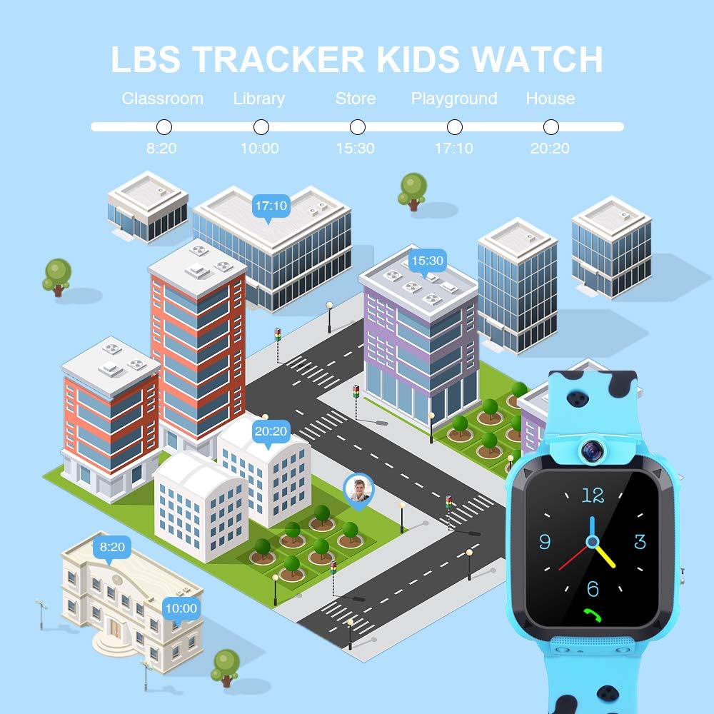 Children's Smartwatch Phone LBS Positioning Tracker IP68 Waterproof SOS Voice Chat Maths Game Camera Boys Girls Birthday Gifts