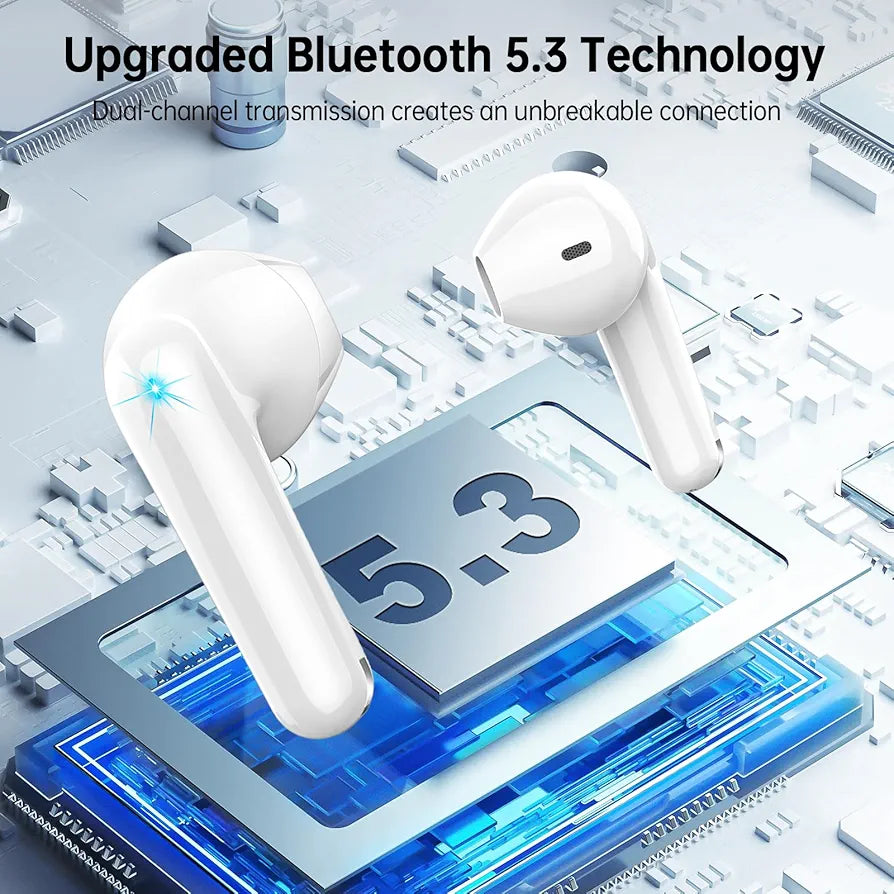 Wireless Earbuds, Bluetooth 5.3, Hi-Fi Stereo, 3g in Ear with 4 ENC Mic, 48Hrs USB-C LED Mini Charging Case Ear Buds, IP7 Waterproof Sport Earphones for Android iOS [2023]