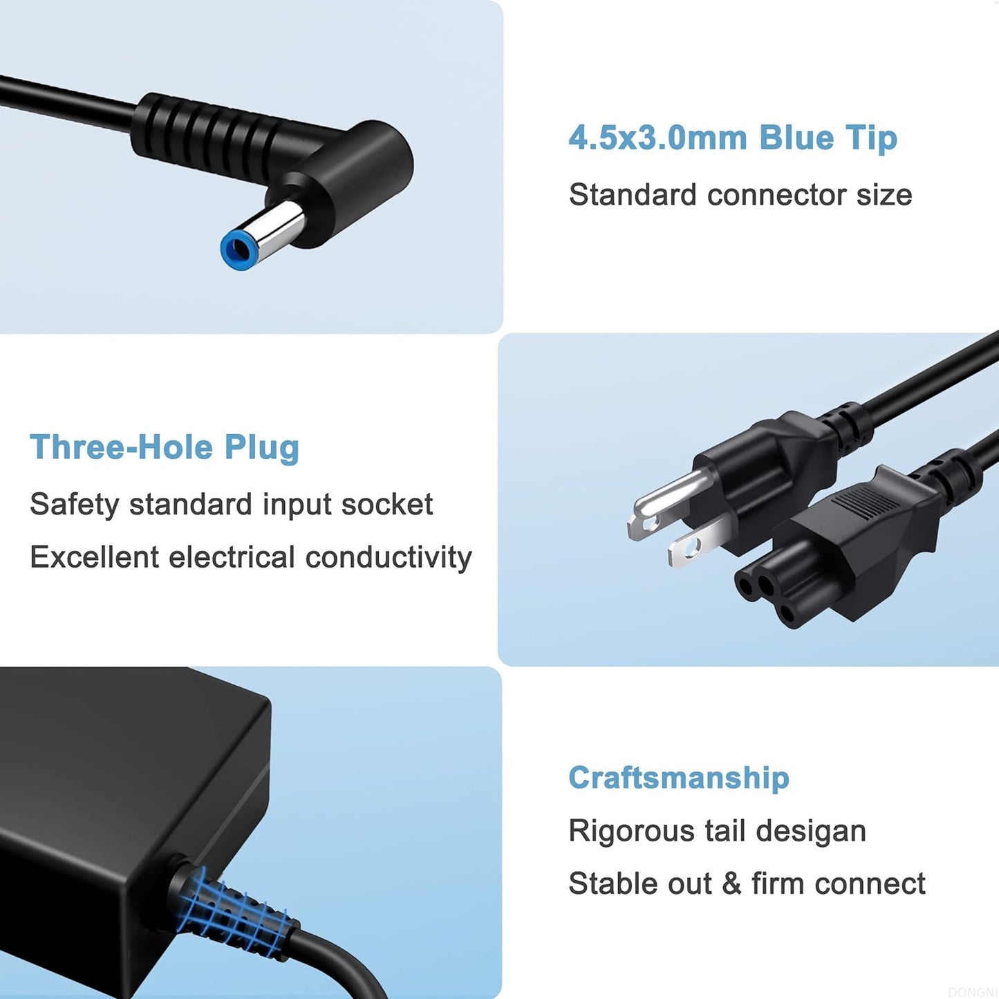 (4.5*3 mm) 65W 19.5V 3.33A Ac Adapter for HP Pavilion x360 11 13 15, Zbook 14u G4 G5 15u 15 G3, 15-f111dx 15-f211wm 15-f233wm 15-f278nr 15-r052nr 15-r132wm Power Supply Blue Tip