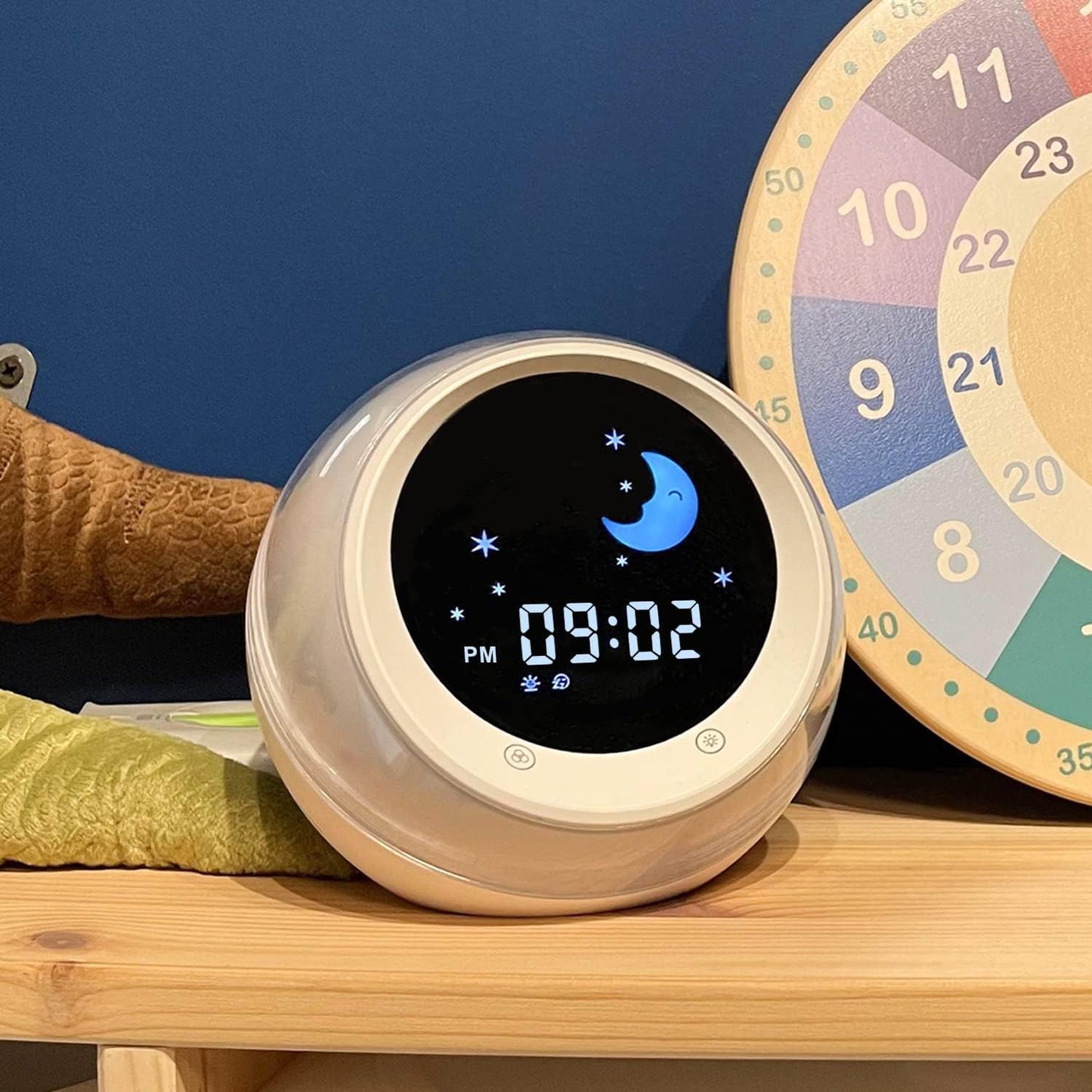 I.CODE Sun & Moon Rise Kids Alarm Clock, Children's Sleep Trainer ,Sleep Sound Machine, Wake Up Light & Night Light ,Teach Kids Day & Night