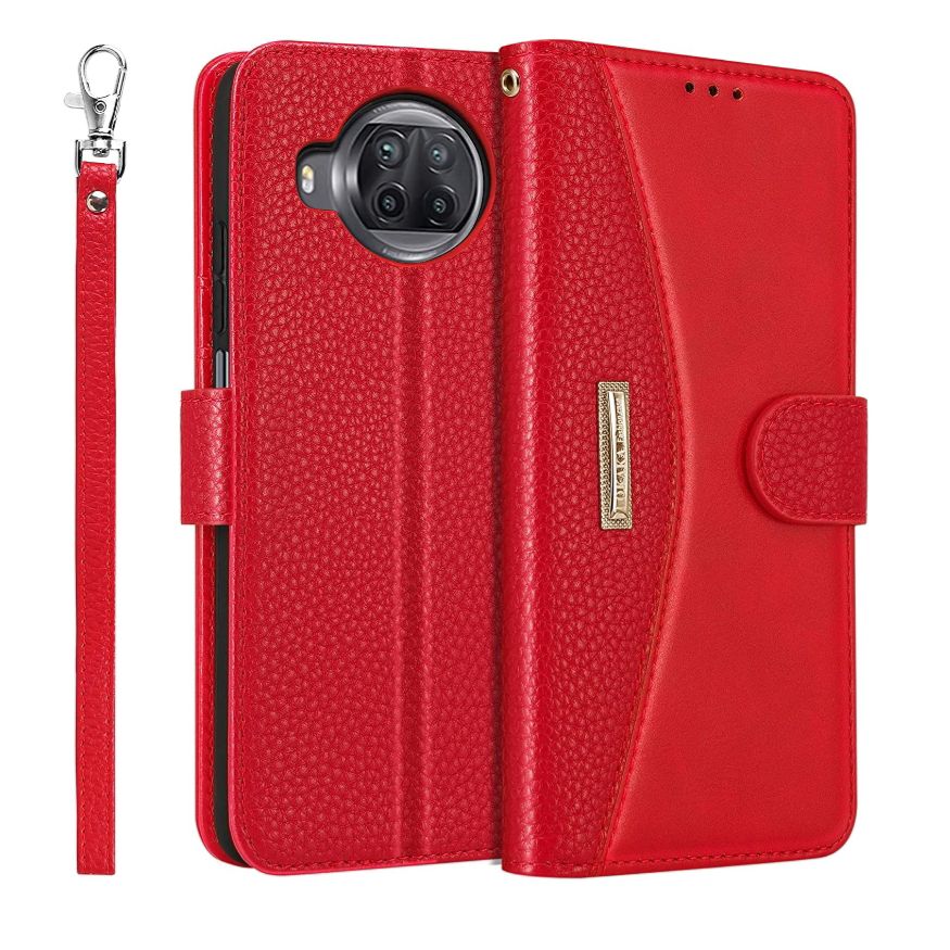 LOKAKA Xiaomi 10T Lite 5G Leather Case with Credit Card Slots Luxury Look Leather Wallet Case for Xiaomi 10T Lite 5G Red (6.67")