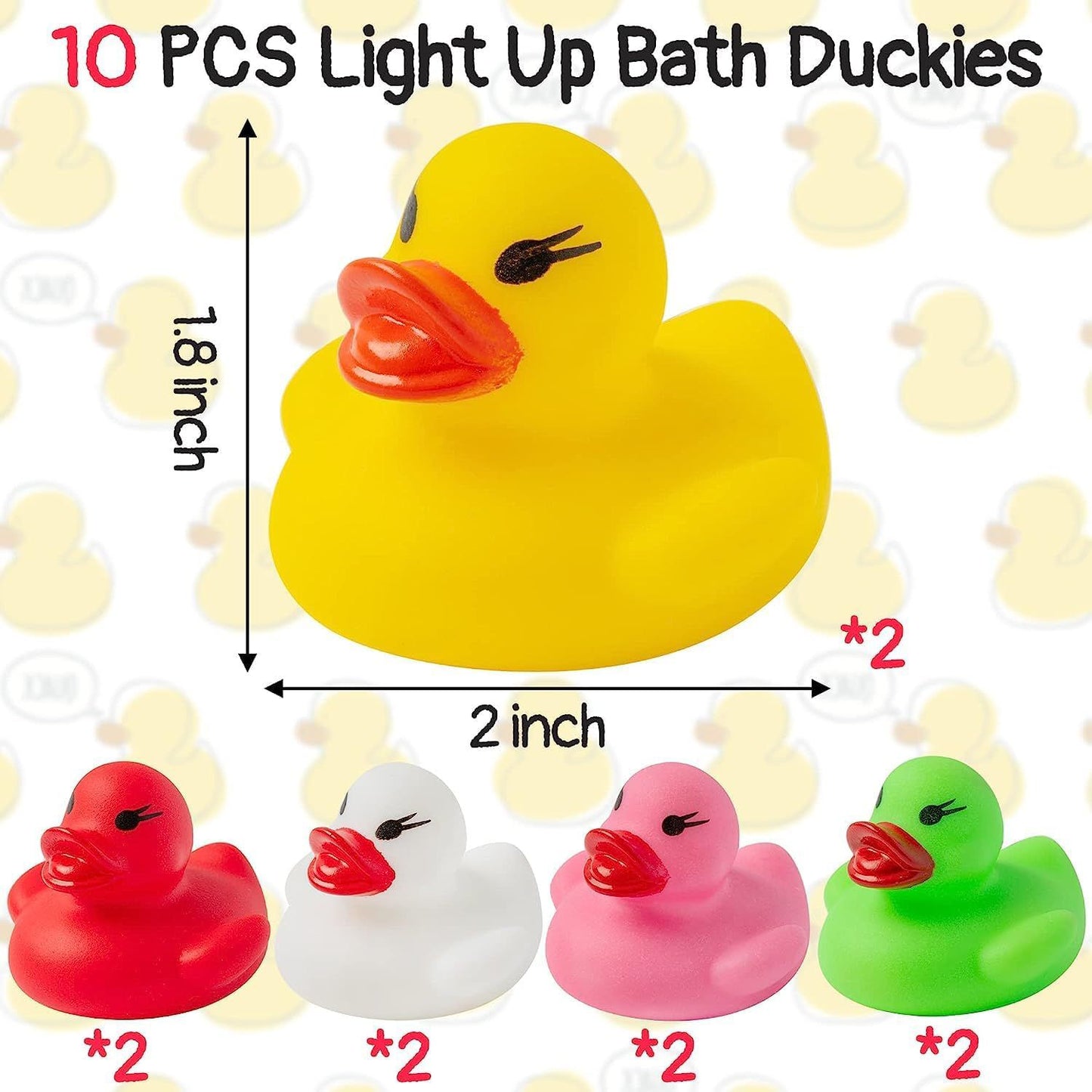 Luminous Floating Rubber Ducks Flashing Colour Classic Ducks Bath Toy for Children Baby Bath Time Duckling Changing Light in the Water Game Summer Water Fun Swimming Pool, Pack of 10