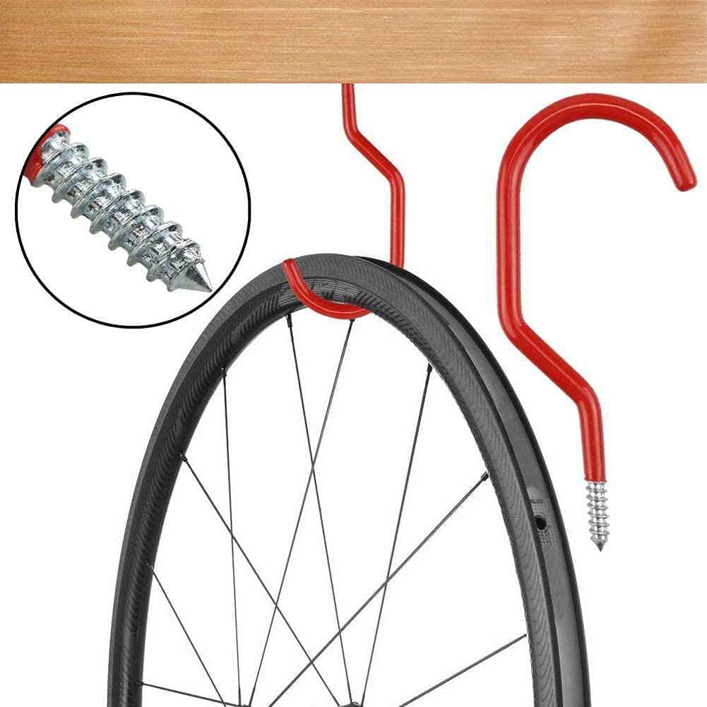 Bike Storage Hooks 6 Pack - Heavy Duty Bicycle Storage Hooks Wall Mounted Hook Set for Mountain/Road Bikes Screw-in Utility Storage Hangers Shed Garage Garden Hook