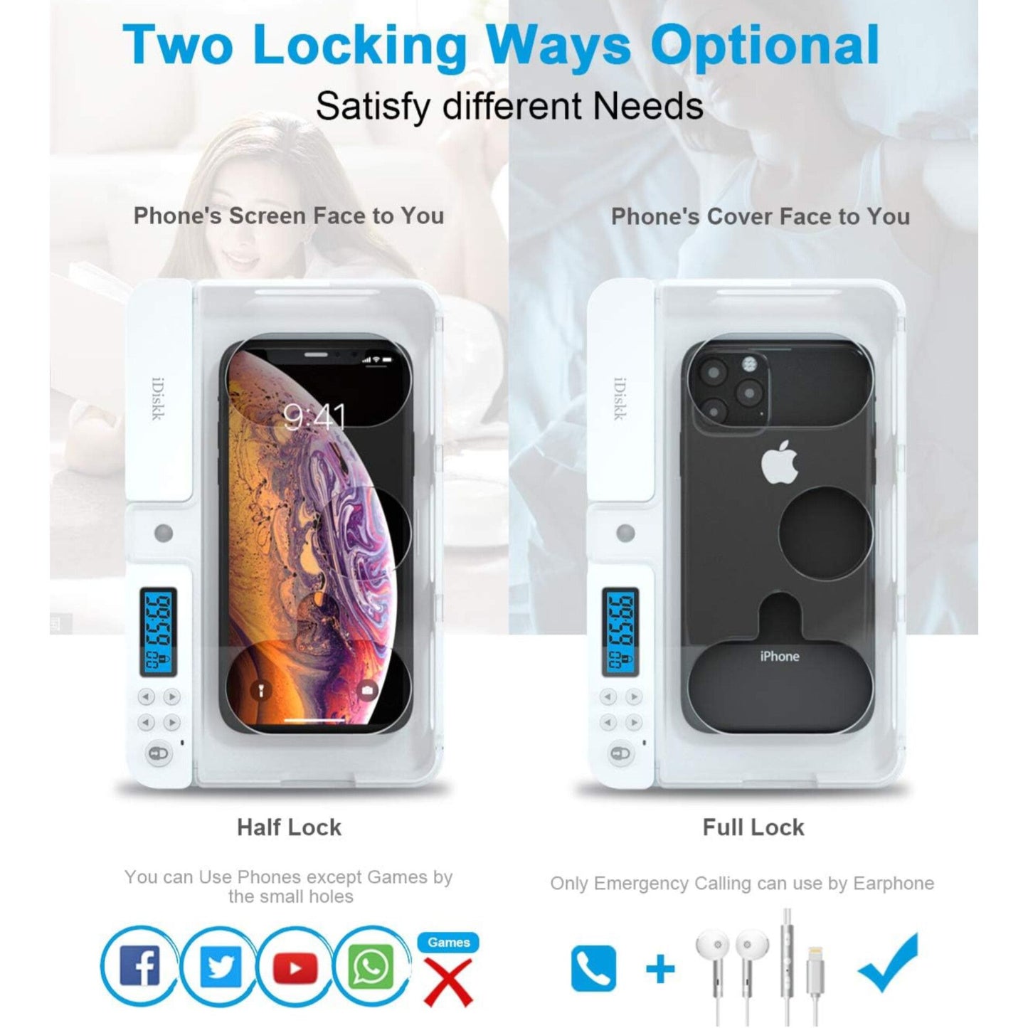 Mobile Phone Lock Box with Timer, Universal Mobile Phone Safe, Lock Box for All iPhones and Most Android Mobile Phones, Gift for Children, Adults, Lock Your Mobile Phone