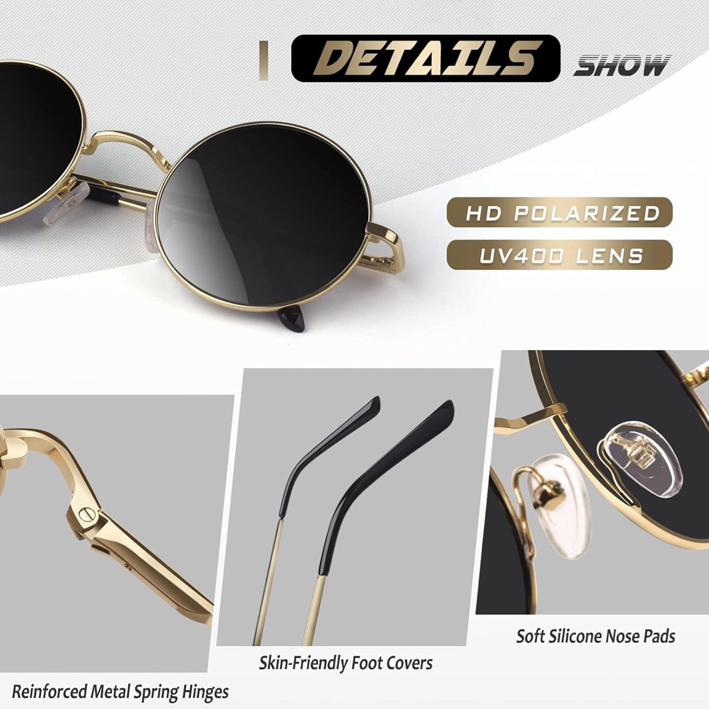 Small Retro Vintage Style John Lennon Inspired Round Metal Circle Sunglasses For Women And Men Polarized