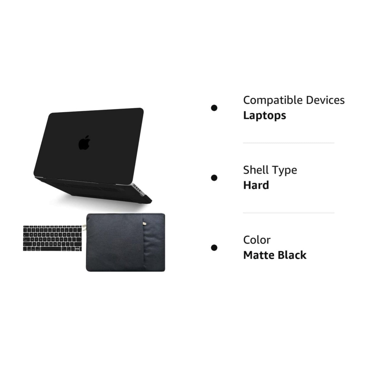 KECC Compatible with MacBook Pro 14 inch Case Cover 2024-2021 Release M3 A2918 A2992 M2 A2779 M1 Pro/Max A2442 with Touch ID Plastic Hard Shell + Keyboard Cover + Sleeve (Matte Black)