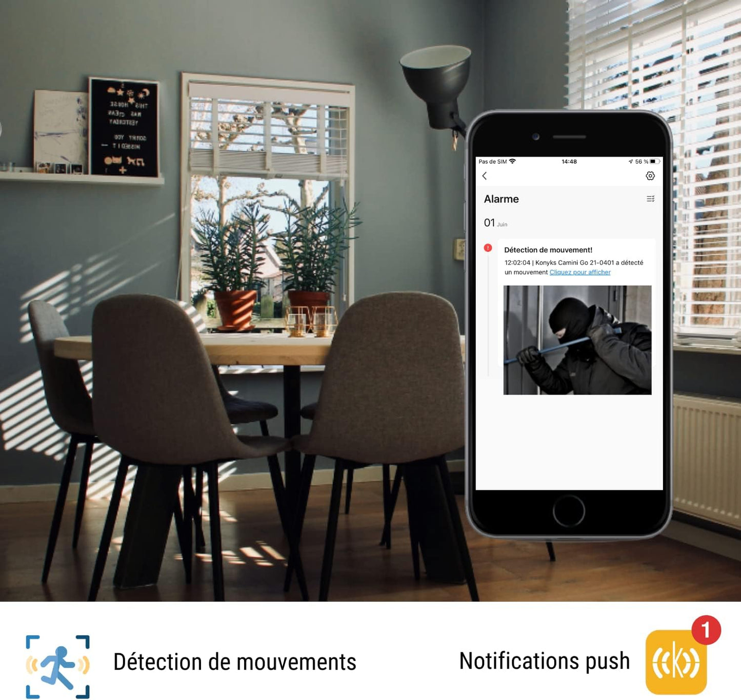 Indoor WiFi Camera, Full HD, Motorized 355°, Motion Detection Alert, Notifications, Night Vision