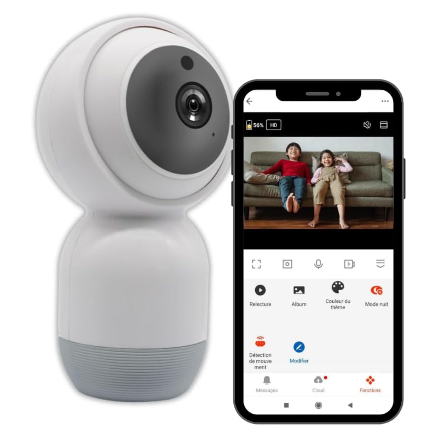 Indoor WiFi Camera, Full HD, Motorized 355°, Motion Detection Alert, Notifications, Night Vision