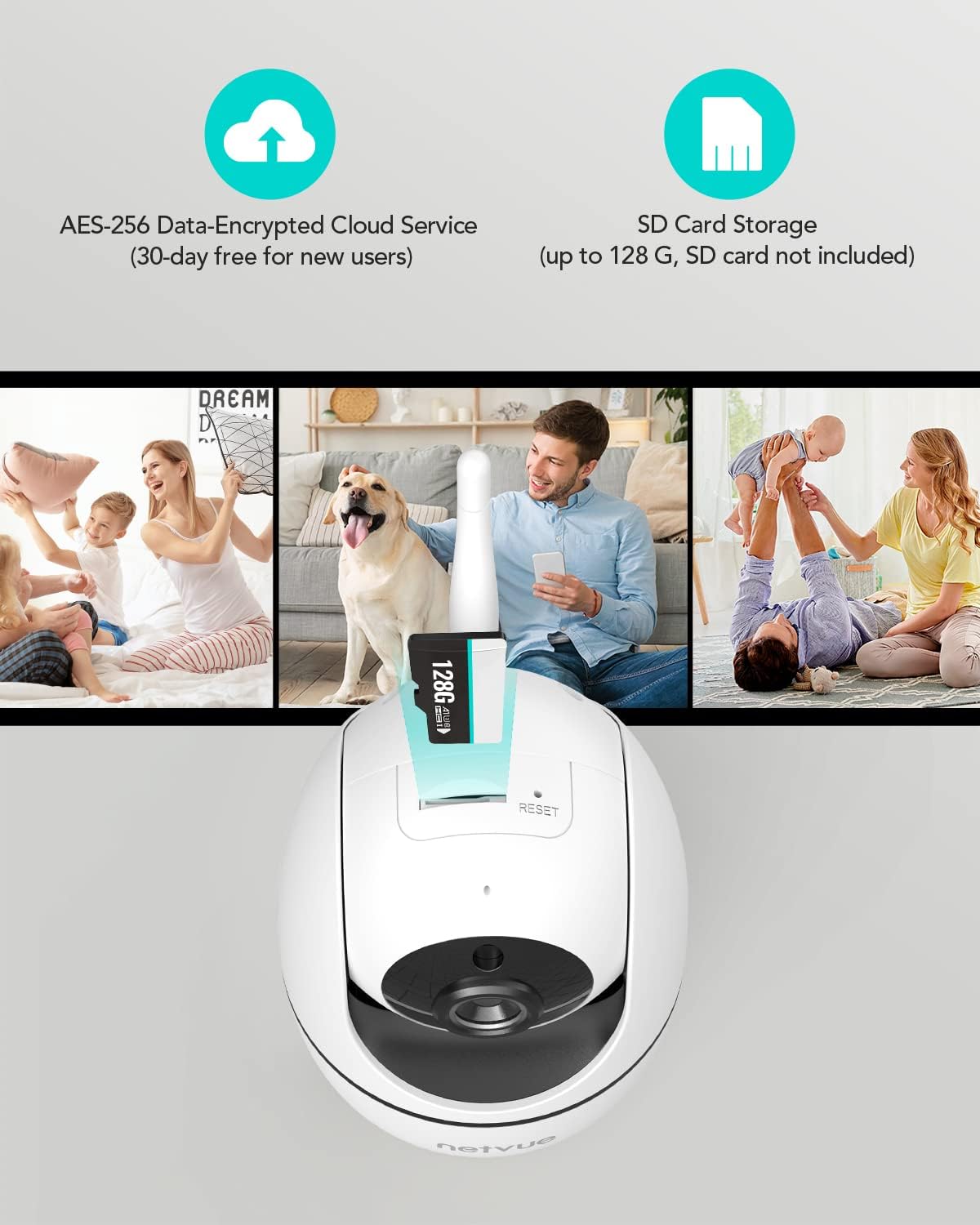 Indoor Surveillance Camera, Baby Monitor with Camera, Indoor Camera Surveillance with Motion Sensor and Night Vision, Dog Camera with 2-Way Audio, WiFi Camera Indoor Compatible with Alexa, PTZ