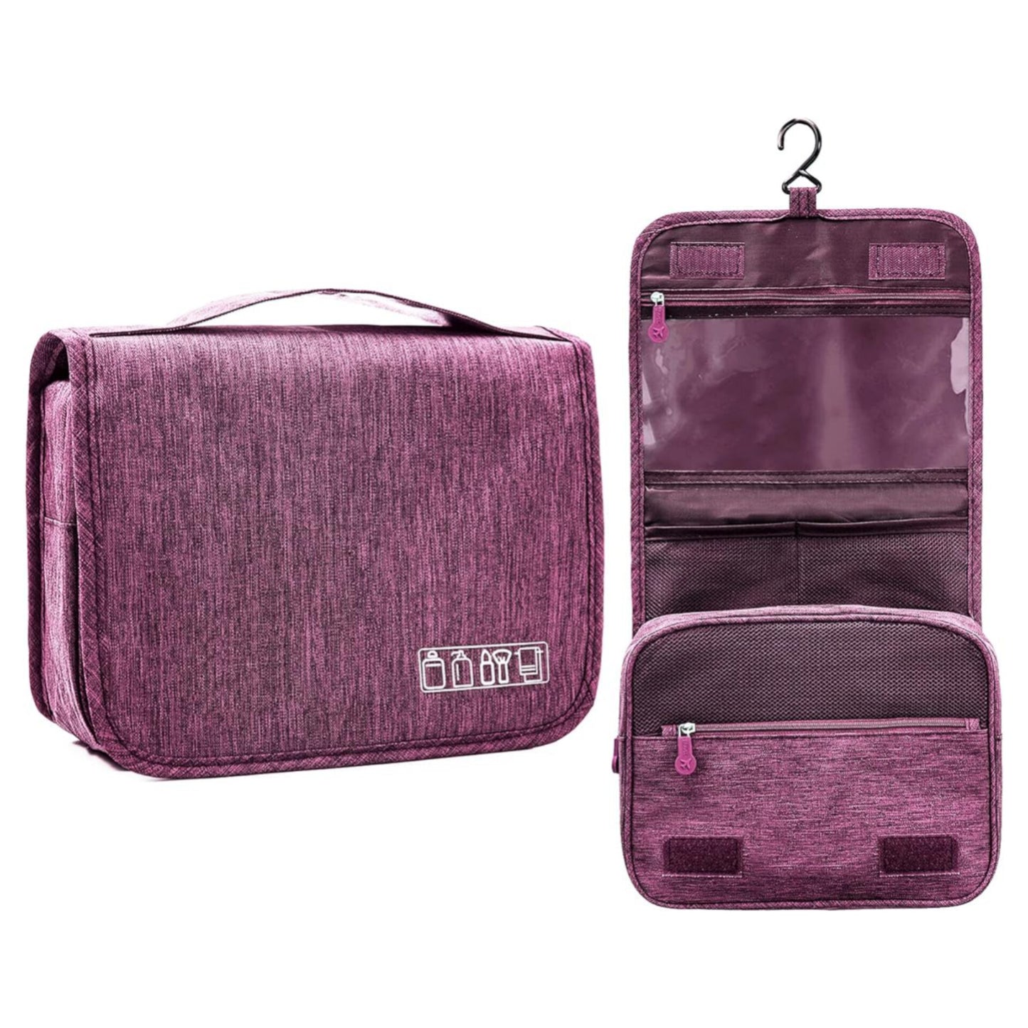 Hanging Toiletry Bag Large Capacity Men and Women Waterproof Travel Cosmetic Bag Bathroom Storage Bag (Purple)