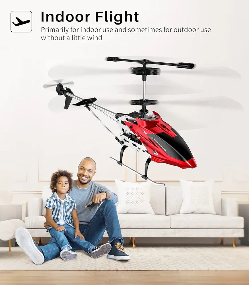 RC Helicopter, S37 Aircraft with Altitude Hold, 3.5 Channel, Sturdy Alloy Material, Gyro Stabilizer and High & Low Speed, Multi-Protection Drone for Kids and Beginners to Play Indoor-Red