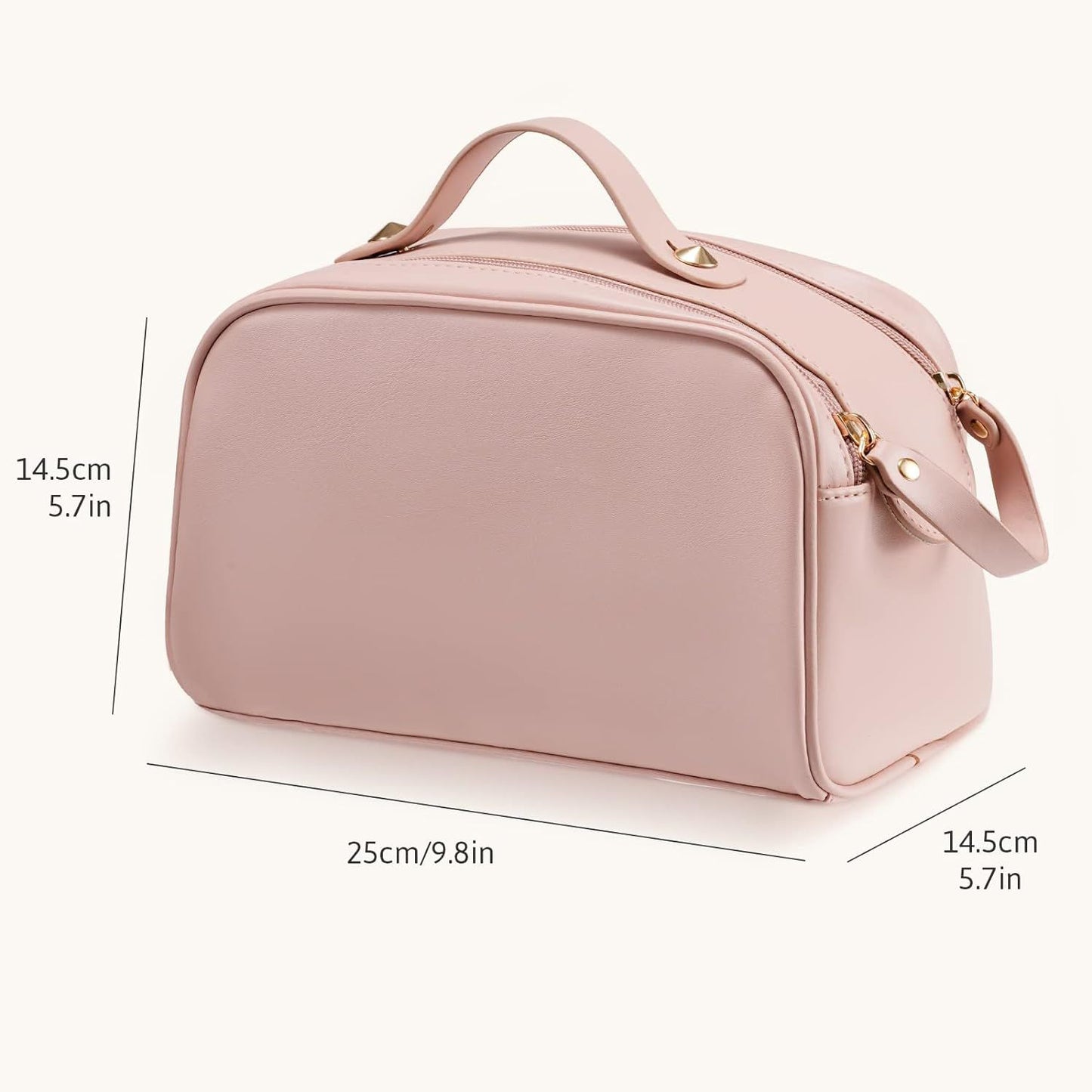 Cosmetic Bag Portable Cosmetic Bag Travel Toiletry Bag Leather Waterproof Cosmetic Travel Bag with Zip Cosmetic Portable Makeup Bag Pink, pink, portable cosmetic bag