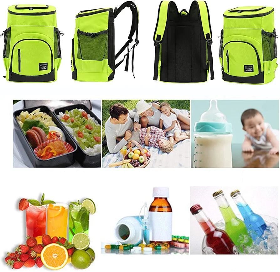 33L Large Cool Bag, Waterproof Insulated Backpacks, Cool Bag, Cold Beer Picnic Backpack with Cooling Compartment, Picnic Basket 2-4 People, Mobile Fridge for Car (Yellow)