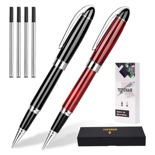 "Ballpoint Pen Set With Gift Box and 2 Extra Black Ink refills-Luxury Elegant Fancy Nice Gift Pen Set for Office Signature Executive Business "