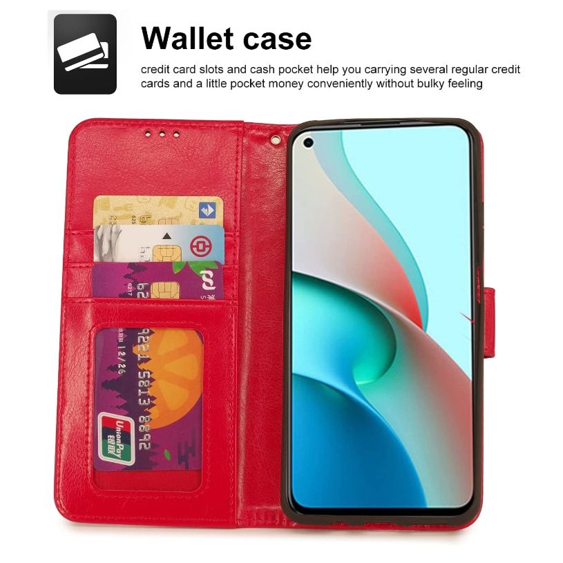 LOKAKA Xiaomi 10T Lite 5G Leather Case with Credit Card Slots Luxury Look Leather Wallet Case for Xiaomi 10T Lite 5G Red (6.67")