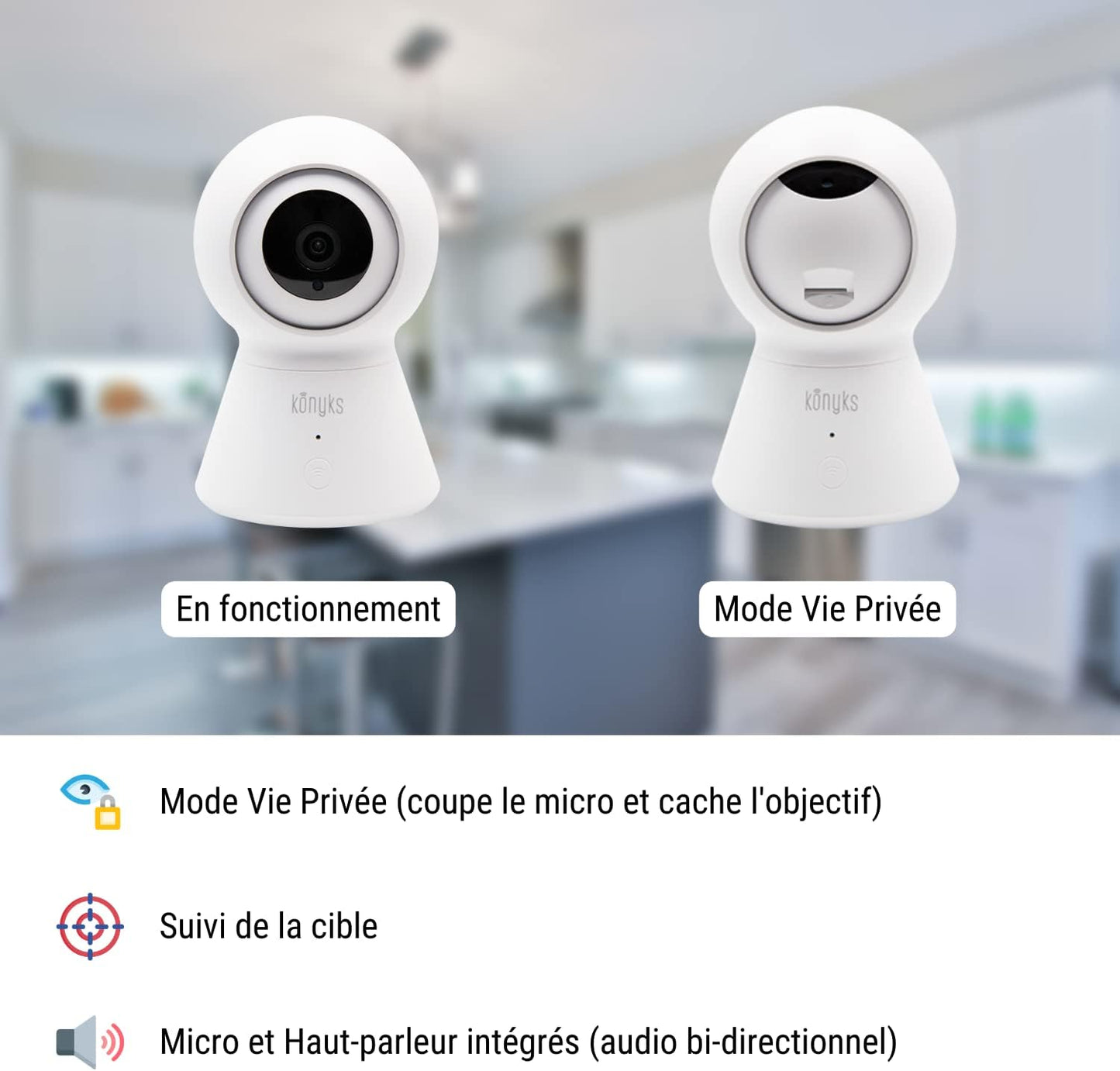 WiFi Security Camera, Full HD, Privacy Mode, Motorised 355°, Target Tracking, Notifications, Compatible with Google Chromecast & Alexa Echo Show