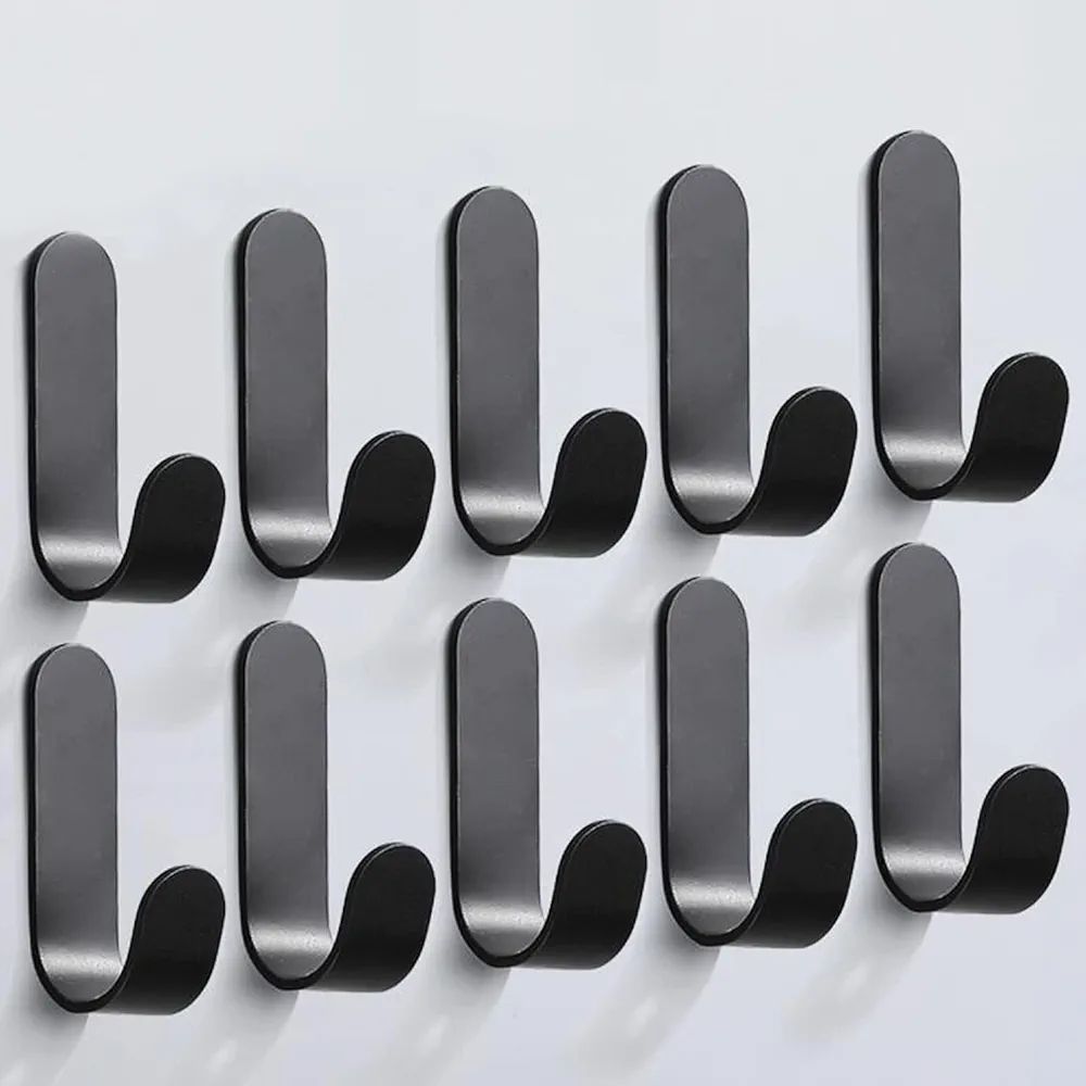 Self-Adhesive Hooks, Waterproof Hooks, No Drilling, Adhesive Hooks, Towel Hooks, Self-Adhesive, Rustproof Clothes Hooks, Adhesive Hooks for Gluing, Ideal for Bathroom, Toilet, Pack of 10