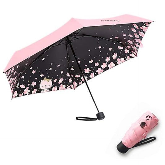 Compact Folding Umbrella with UV Protection, Portable Umbrella, Pink for girls