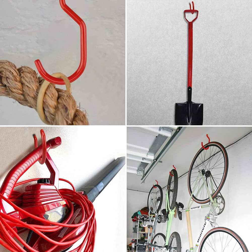 Bike Storage Hooks 6 Pack - Heavy Duty Bicycle Storage Hooks Wall Mounted Hook Set for Mountain/Road Bikes Screw-in Utility Storage Hangers Shed Garage Garden Hook