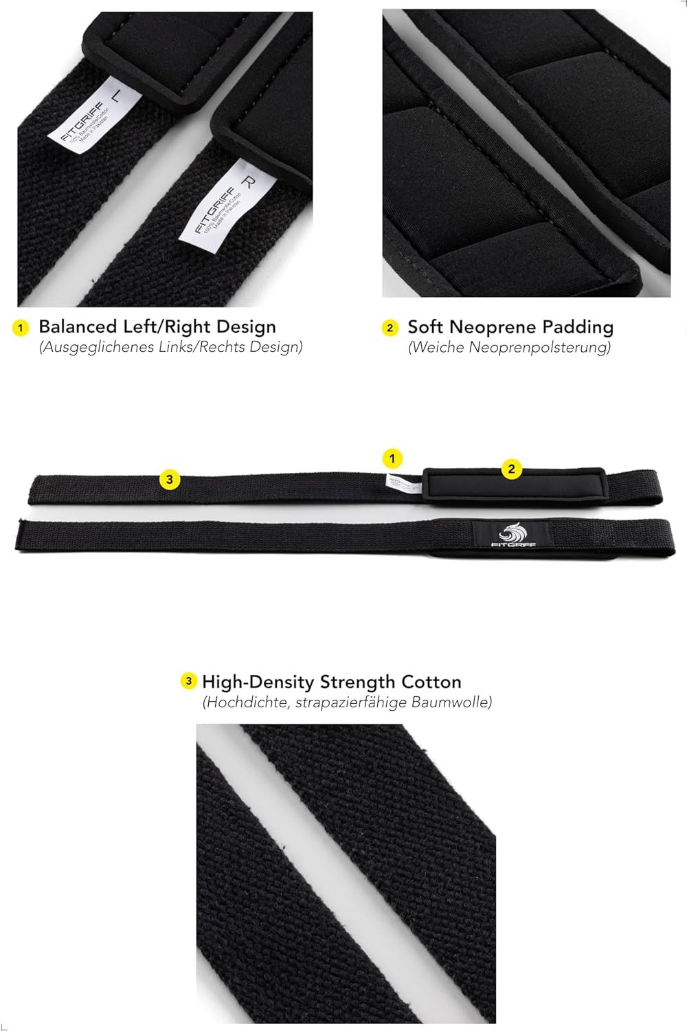 Lifting Straps (Padded) for Strength Training, Bodybuilding, Fitness - Deadlift Straps - Lifting Straps - for Men and Women