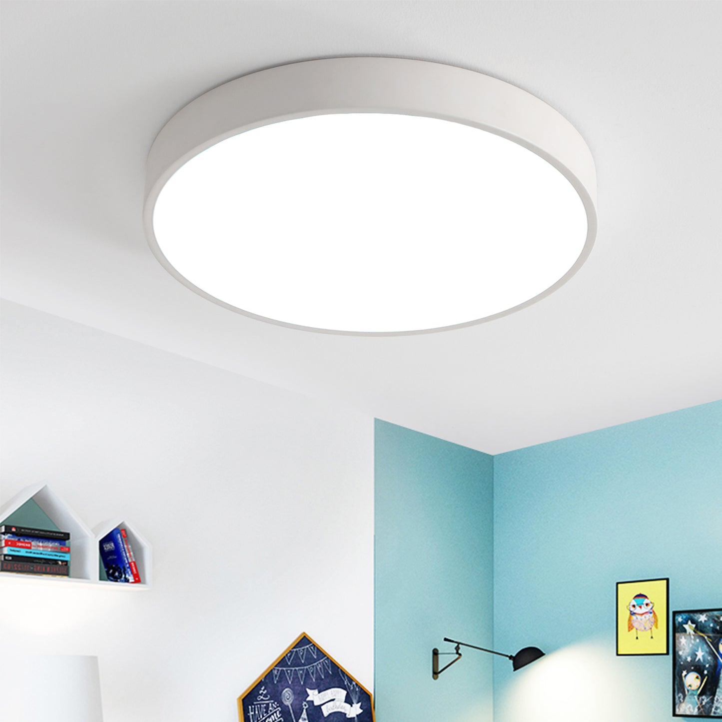 18W LED ceiling light warm white, 30x5cm white, A001-18WW-W