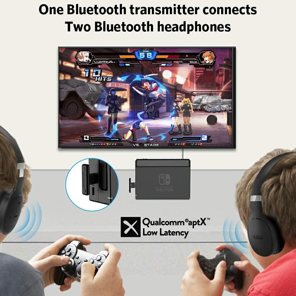 USB Bluetooth 5.0 Adapter by 1Mii for PC/PS4, PS5 Dual Link Bluetooth Audio Transmitter with APTX Low Latency, USB Audio Adapter Bluetooth Dongle for Headphones, Bluetooth Speaker